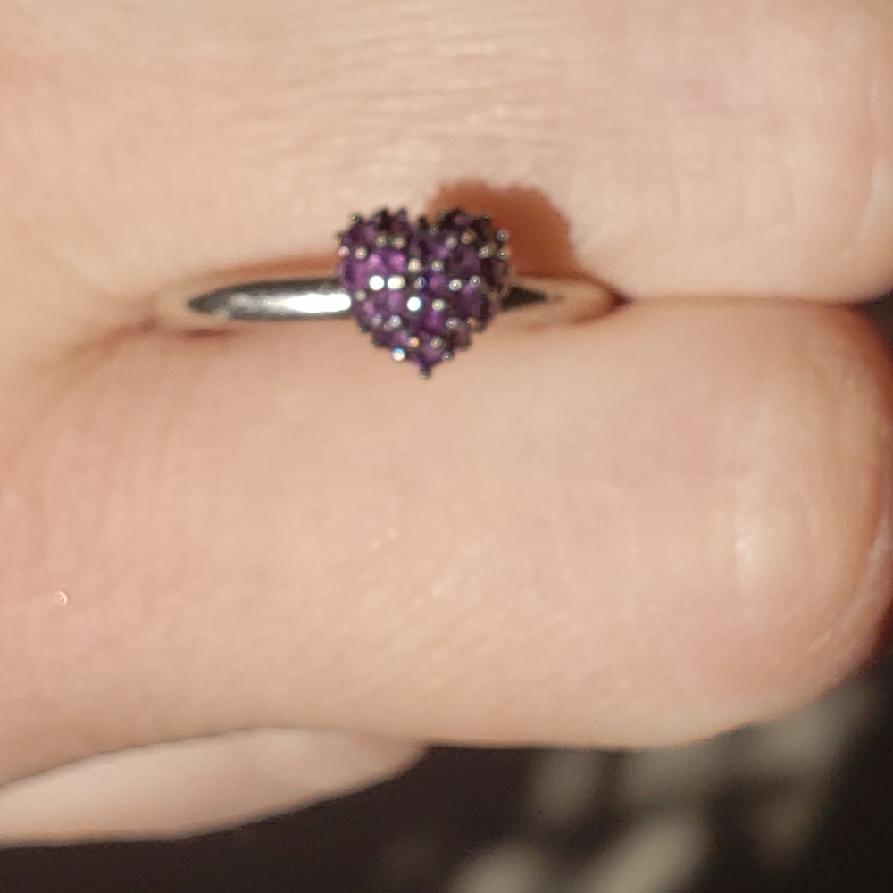 Amethyst 925 Stackable Silver Ring size 8